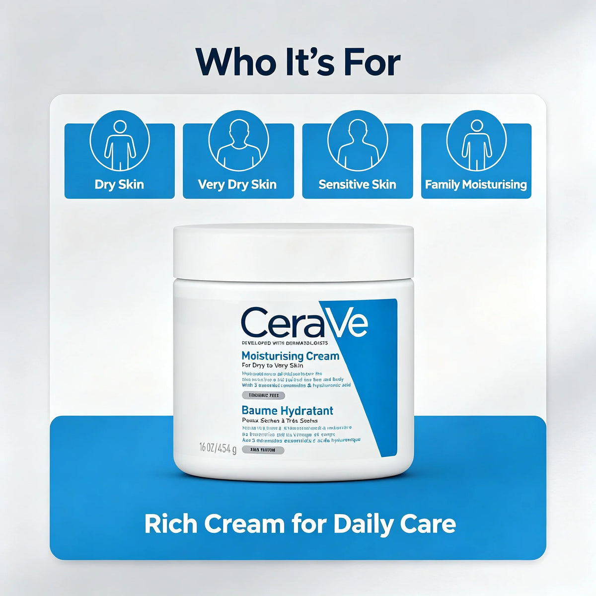 CeraVe Moisturizing Cream for Face & Body – Large Jar