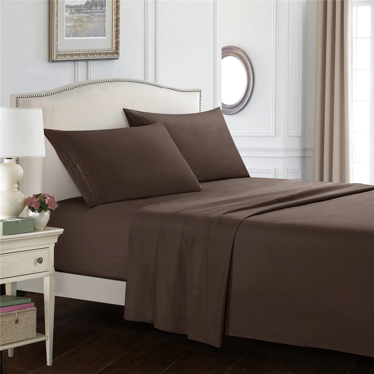4-Piece Brushed Microfiber Bed Sheet Set with Deep Pockets