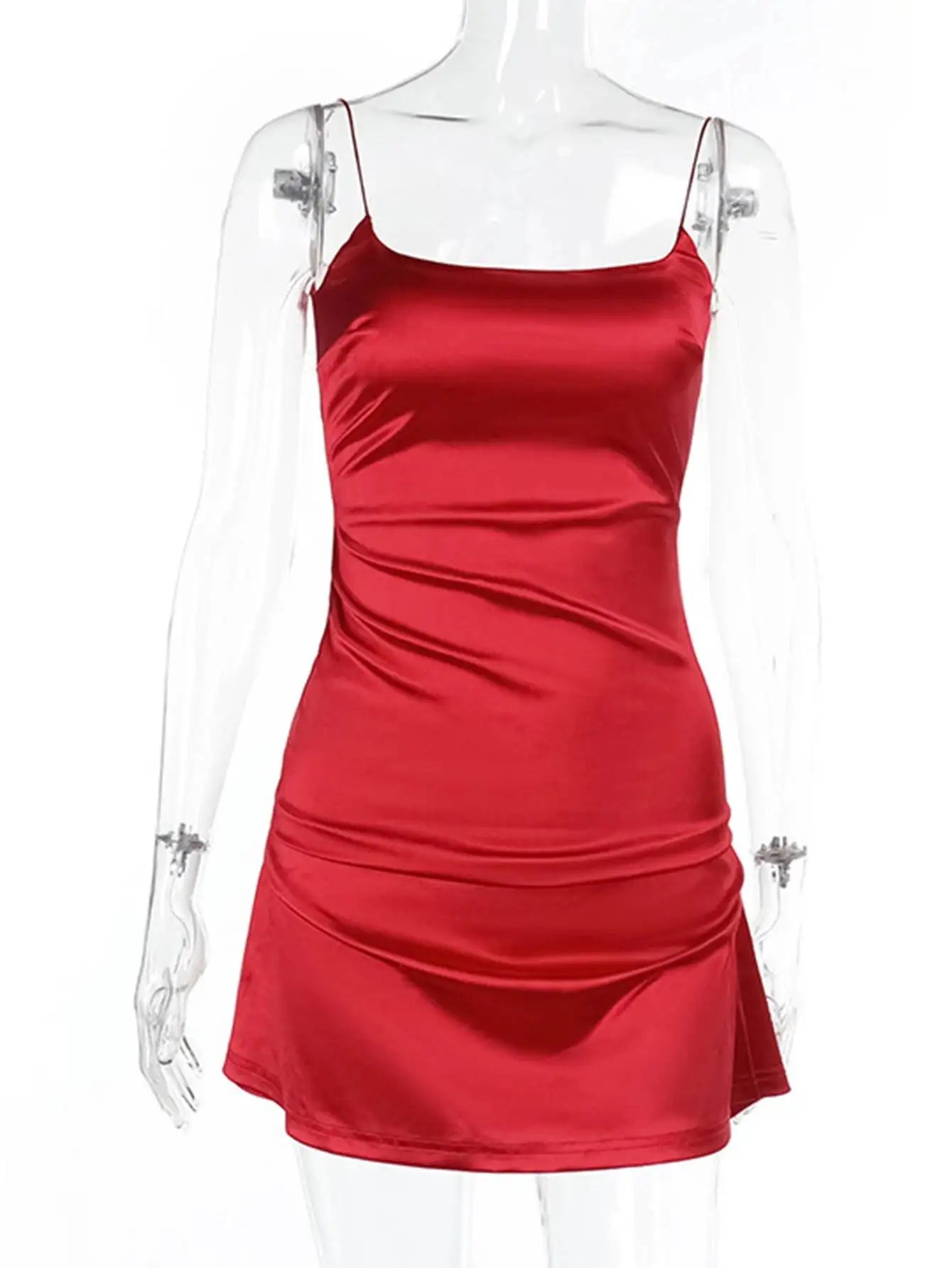 Sexy backless slip satin summer dress women elegant short party dresses woman clothing black mini birthday evening dress vestido