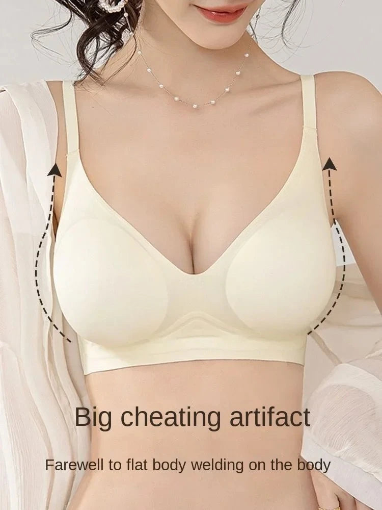 Women's Thickened Push Up Bra for Small Chest | Wireless Seamless Invisible Lift Bra (32–38, A–B Cup)