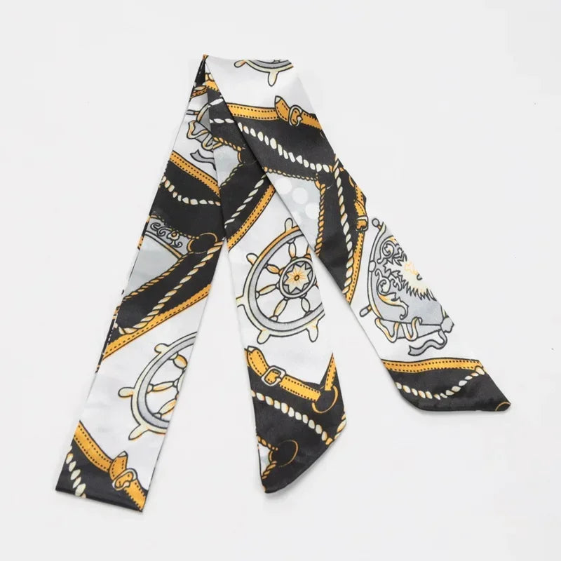 Skinny Scarf Hair Small Women Simple Style Handle Ribbon Fashion Printing Hairband Headscarf Beautiful Scarves Bags for Women
