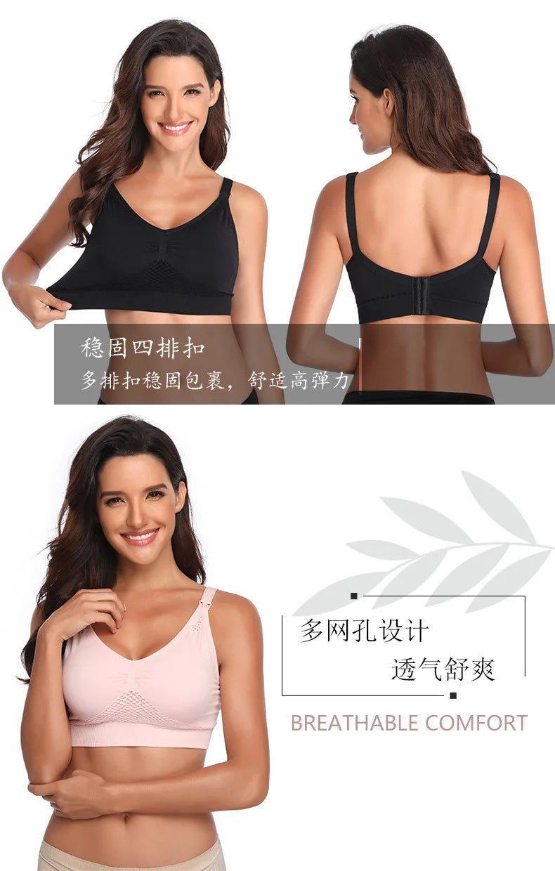 Plus Size Nursing Bra Front Closure, Breathable Wire-Free Seamless Maternity Breastfeeding Bras for Comfort Moms