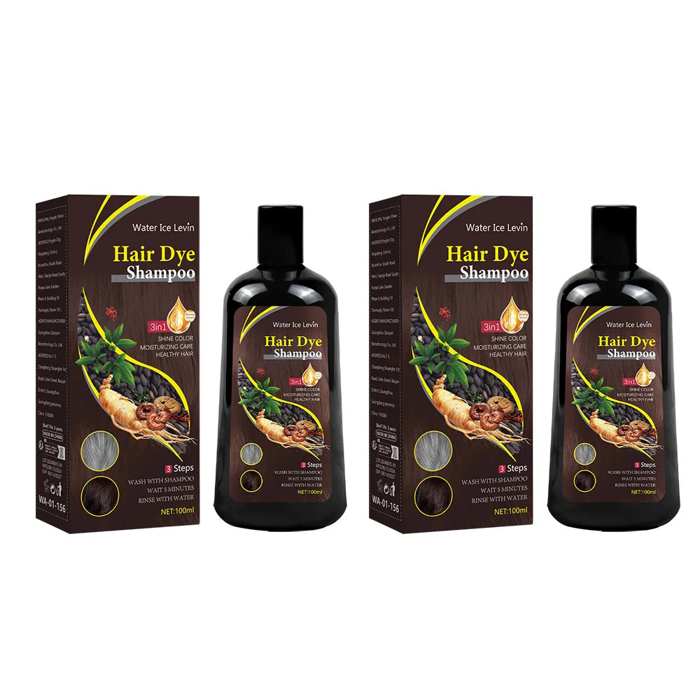 3-in-1 Dark Brown Hair Dye Shampoo – Herbal Gray Coverage, Color & Condition in 15 Minutes | 100ml/200ml