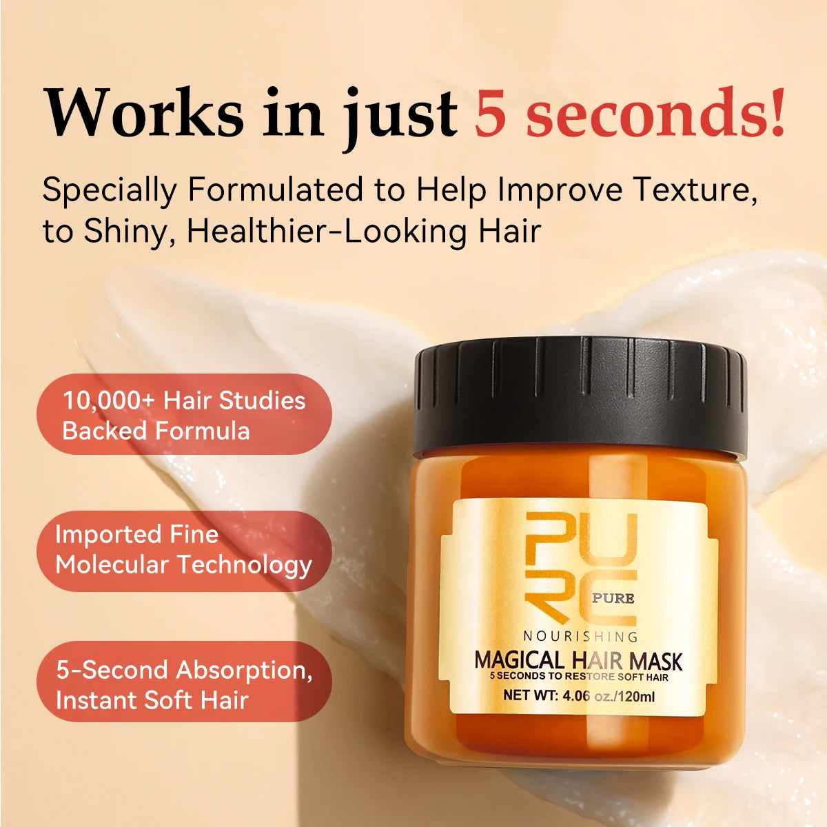 PURC Magical Hair Mask with Argan Oil 120ml – Repair Dry, Frizzy & Damaged Hair