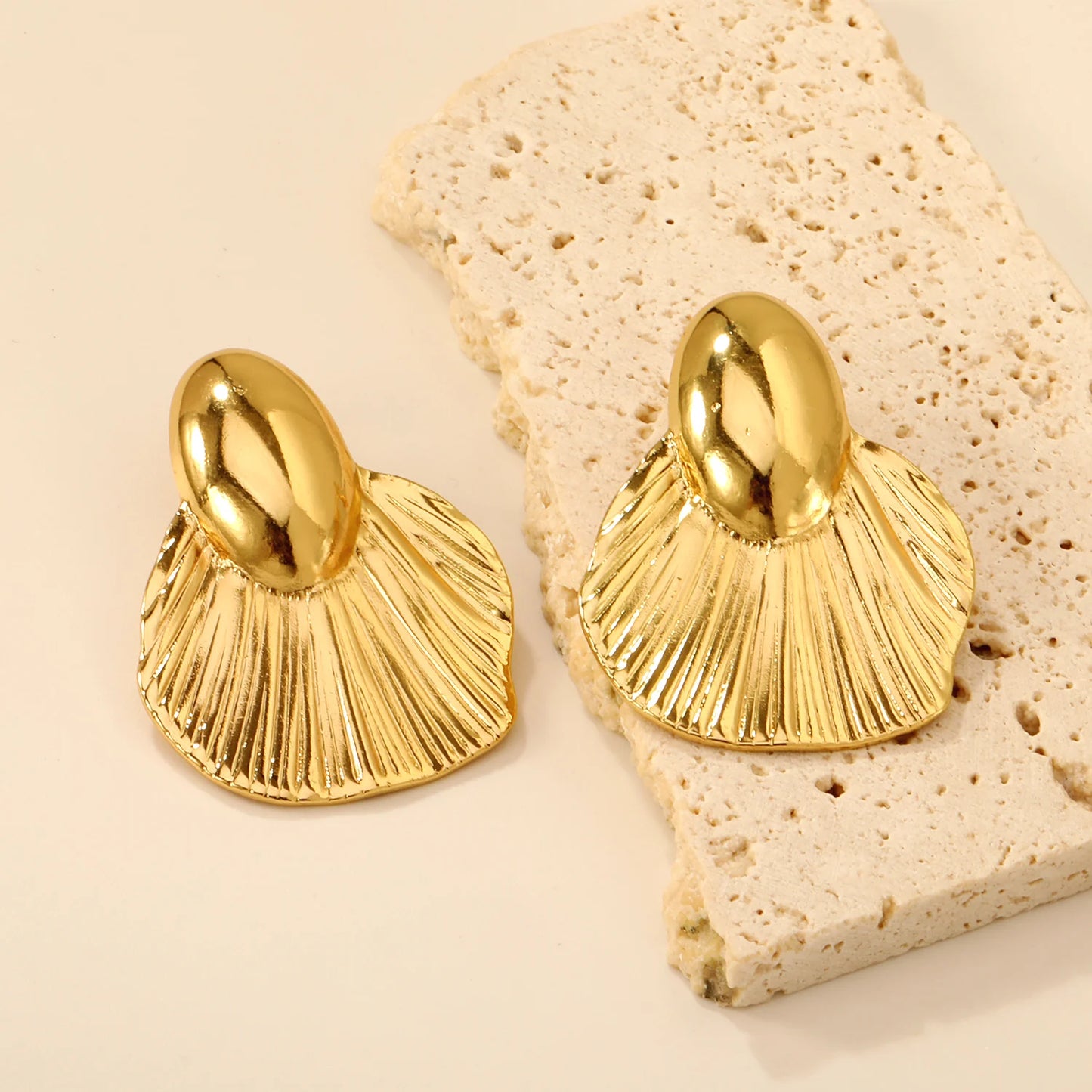 Fairy Flower Stud Earrings – 18K Gold-Plated Stainless Steel for Women