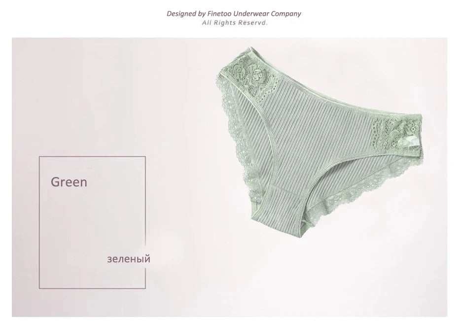 FINETOO 7PCS Cotton Underwear Women's Panties Set Comfort Underpants Floral Lace Briefs For Woman Sexy Low-Rise Pantys Intimates