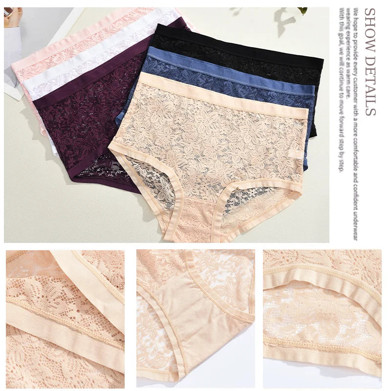 Hollow-Out Floral Lace Brief Panties – Sexy Low-Rise Underwear for Women (S–2XL, 6 Colors)