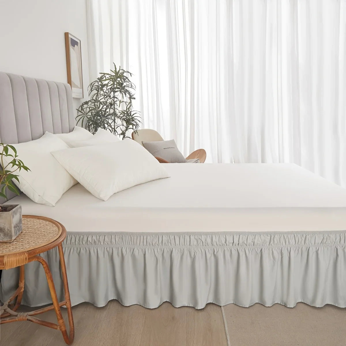 Adjustable Ruffled Bed Skirt, Soft Polyester, Multiple Sizes