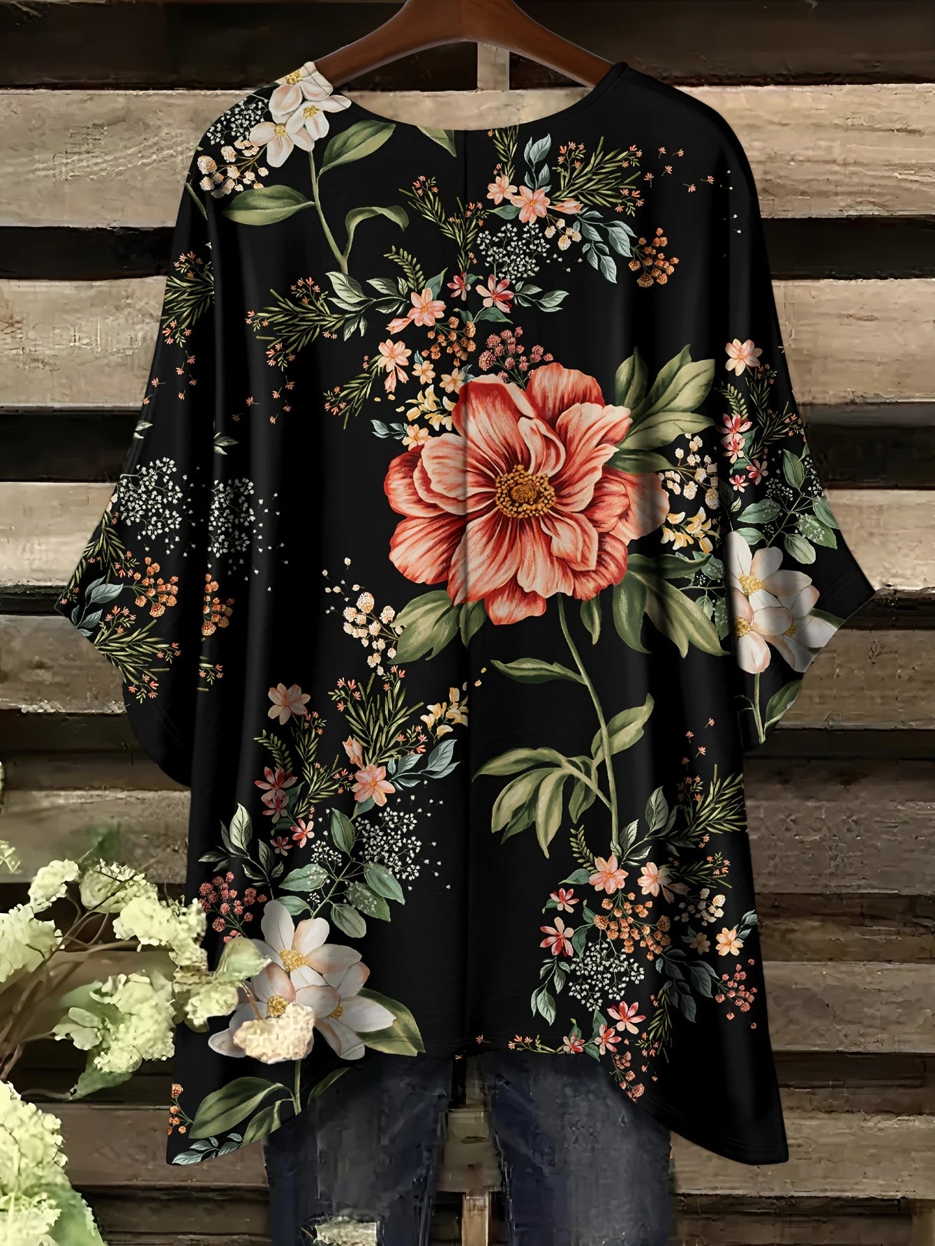 Women Plus Size T-Shirt Star Plant Floral Print Swallow Tail Short Sleeve Round Neck Casual Tops For Vacation Daily Work
