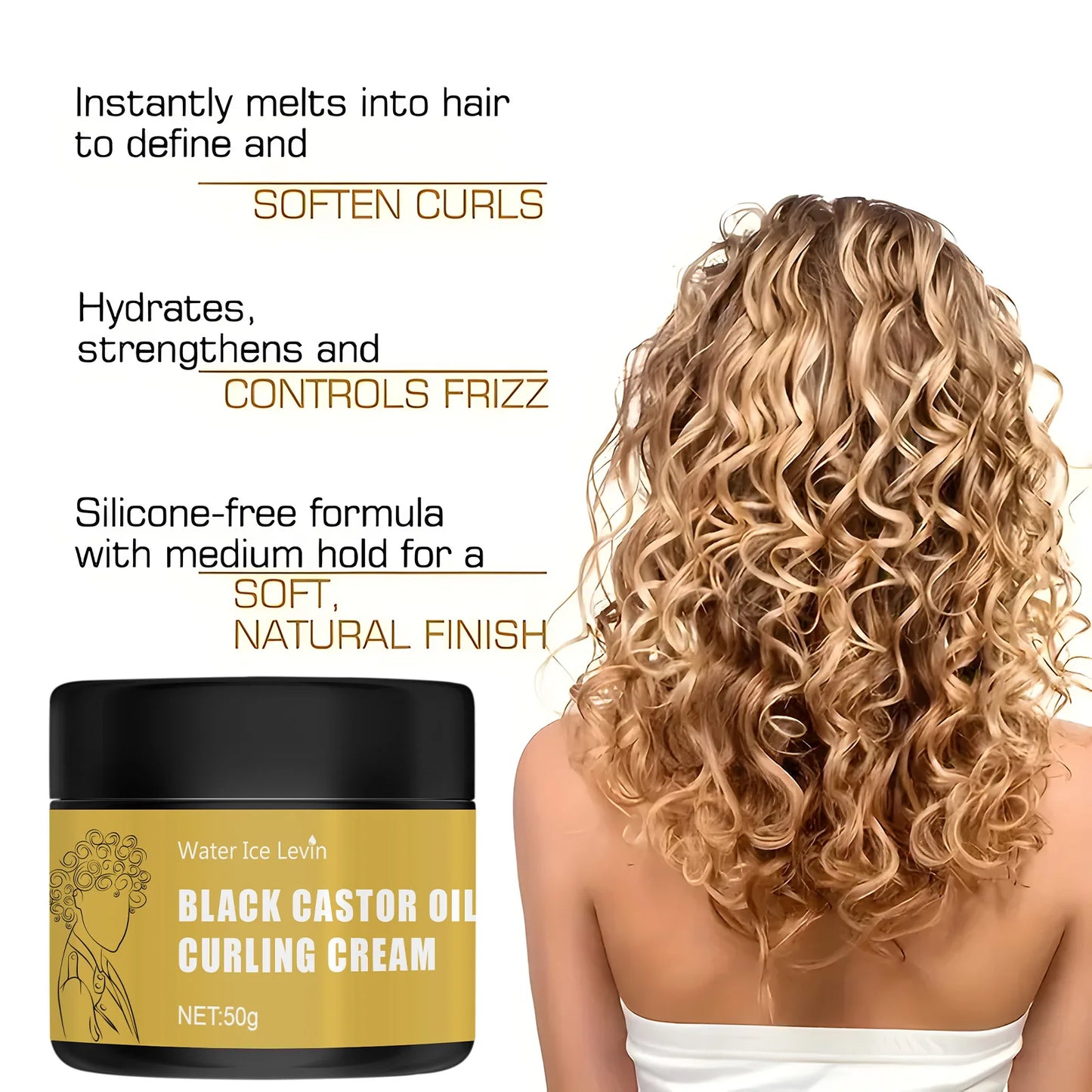 Black Castor Oil Curl Defining Cream – Moisturizing & Detangling for Dry Curly Hair