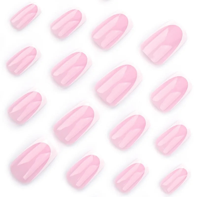Nude Pink Short Square Press-On Nails - French & Gradient, 24 Pieces