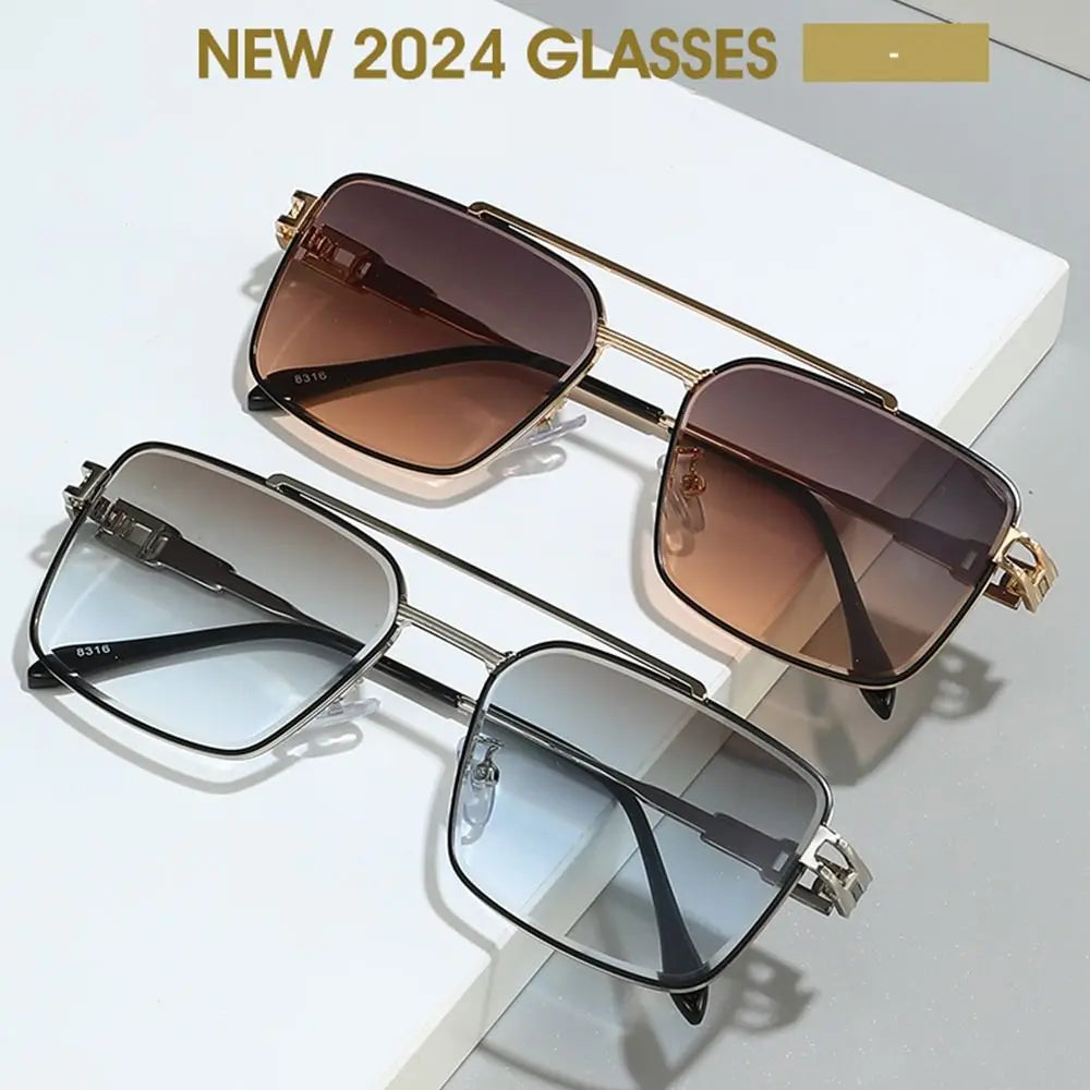 Double-Bridge Rectangle Sunglasses | Gradient Lens Options