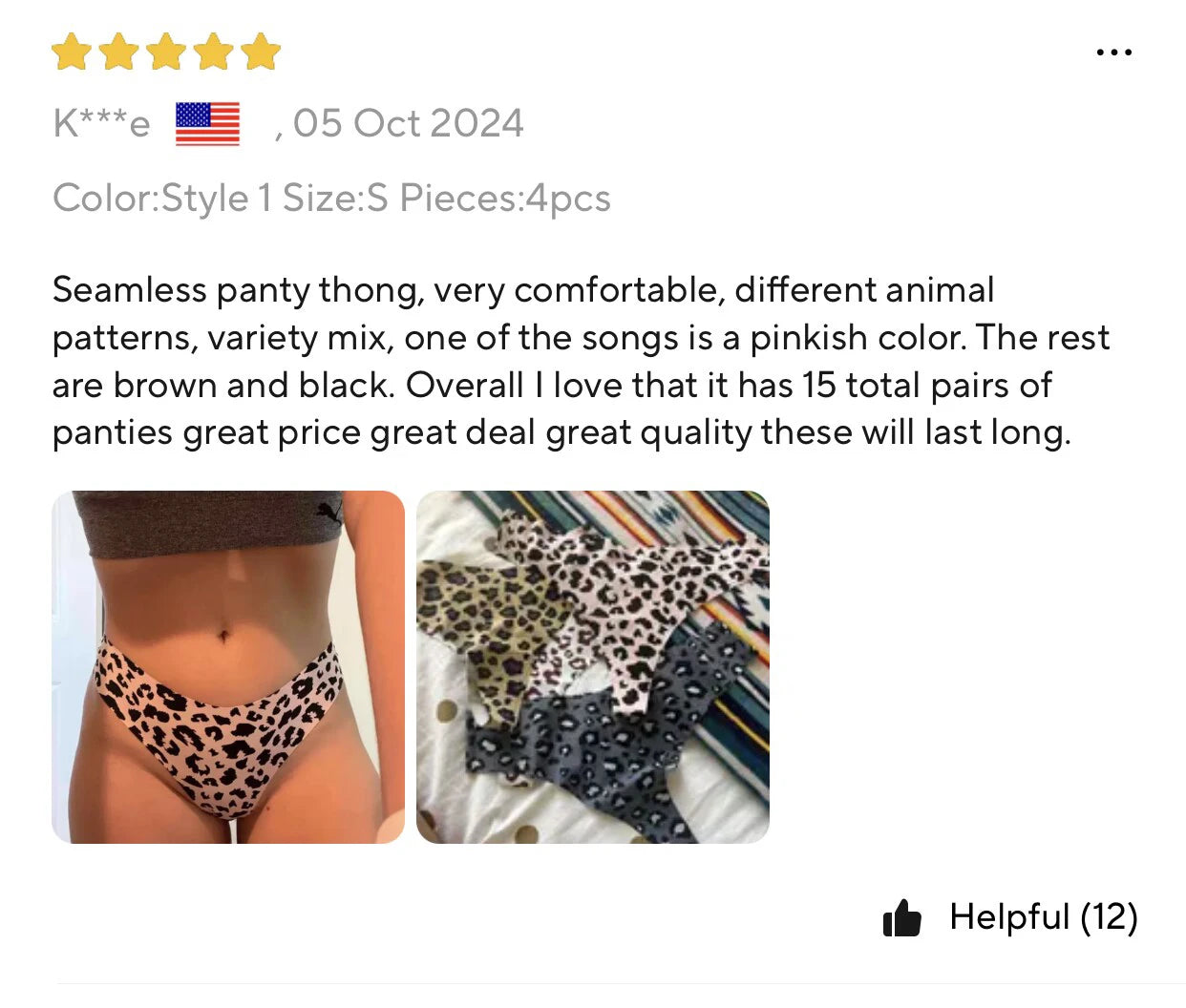 5-Pack Ice Silk Printed Thongs — Seamless Low-Rise G-String Panties