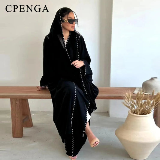 Women's 2-Piece Luxury Abaya Kimono Cardigan Set – Dubai Islamic Modest Robe | Eid Ramadan