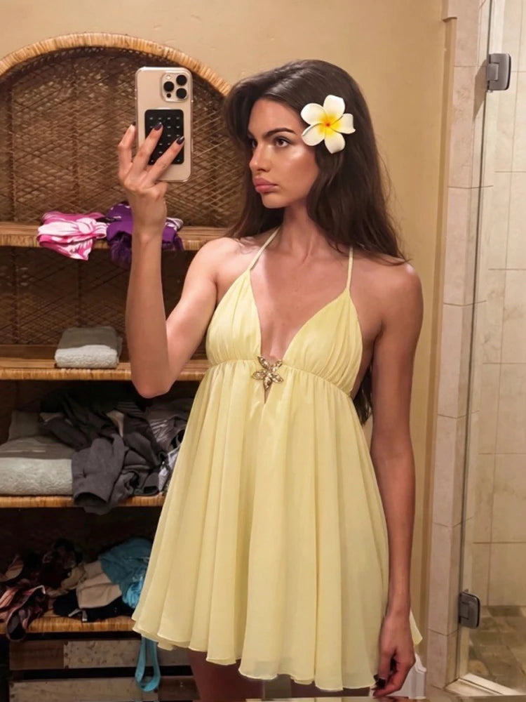 Blue V Neck Satin Lace Patchwork Maxi Dress Chic Spaghetti Strap Backless Slip Dress 2026 Summer new Lady Beach Holiday Vestidos