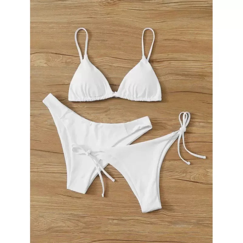 3-Piece Bikini Set — Triangle Top with Low & Mid Waist Bottoms | Women's Swimwear