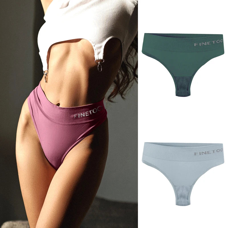 2-Pack High Waist Seamless Thongs — Plus Size G-String Panties M–2XL