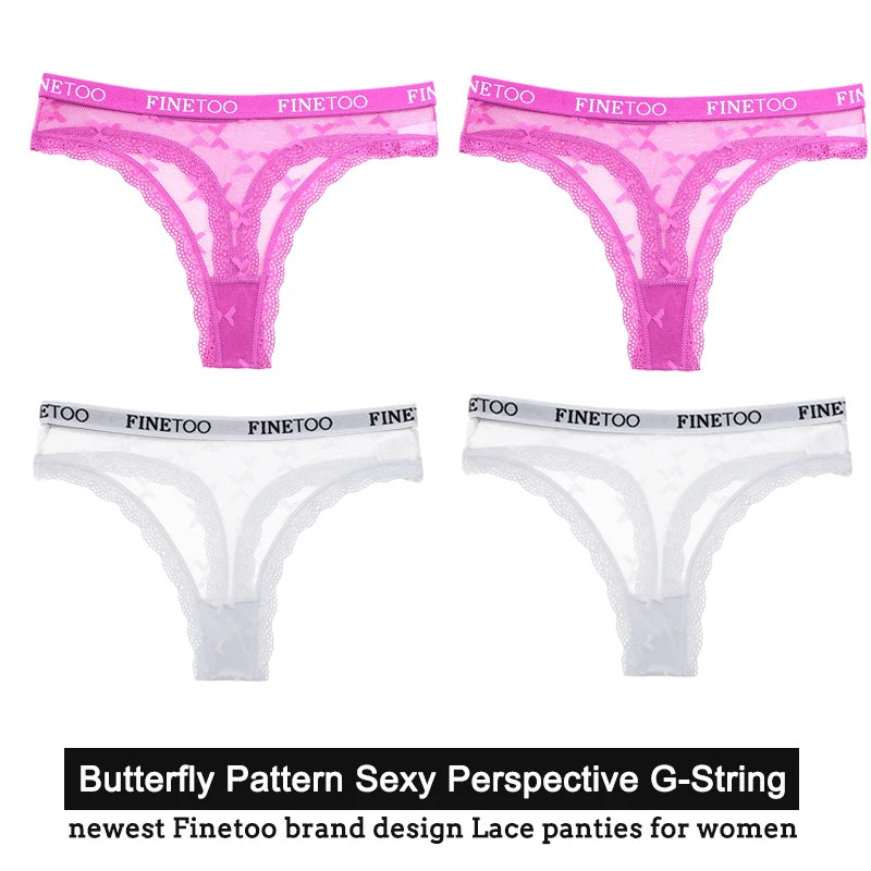Women's Floral Lace G-String Thongs – 4-Piece Set | Butterfly T-Back Sexy Underwear (S–XL)