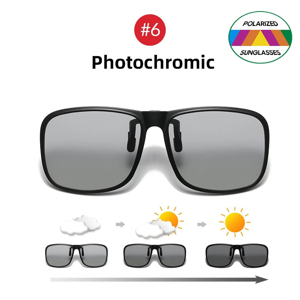 Rectangle Flip-Up Clip-On Sunglasses | 6 Lens Options