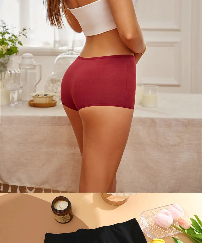 Women's Cotton Boyshort Panties – 4-Piece Set | Seamless Comfortable Underwear (XS–1XL)
