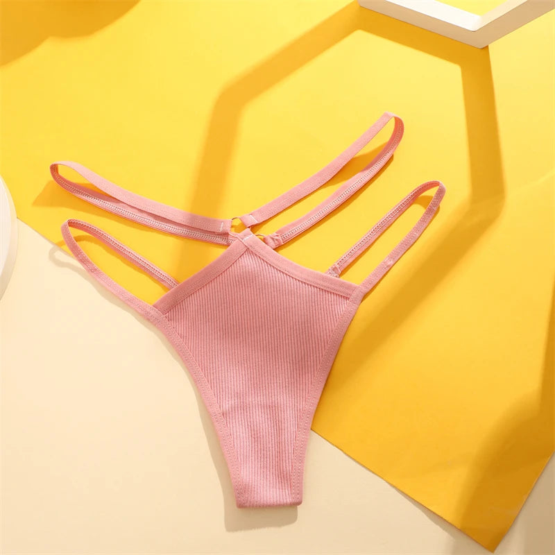 Double Strap Ring Detail Thong — Low-Rise Seamless G-String
