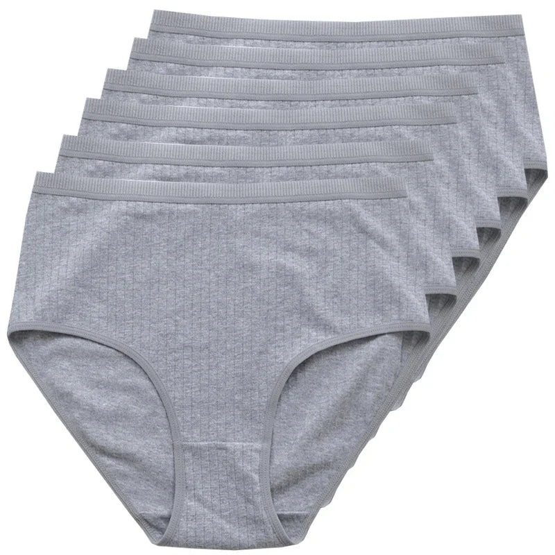 Women's Plus Size Cotton High Waist Briefs – 6-Pack | Breathable Solid Color Underwear (S–2XL)