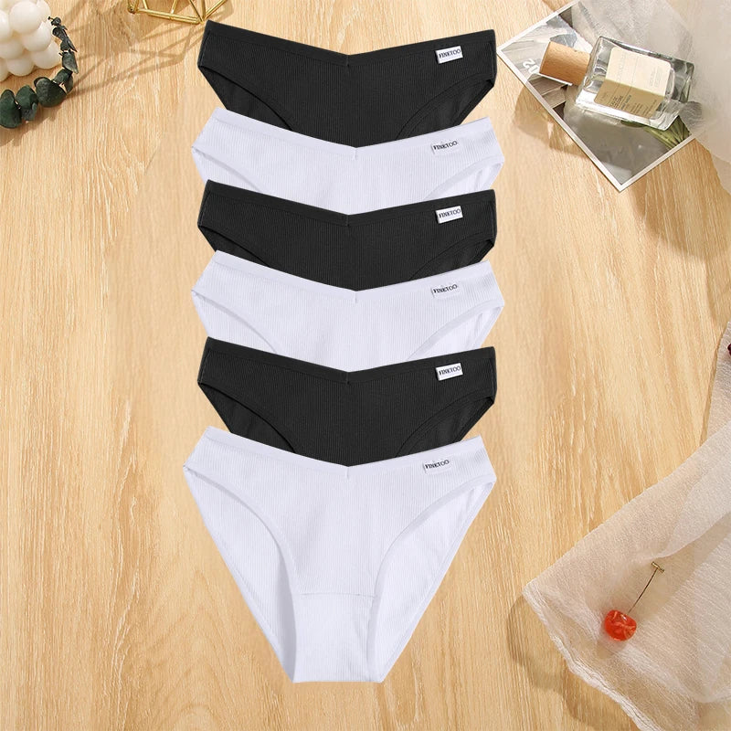 FINETOO 6Pcs/Set M-4XL Sexy Cotton Panties Female Underpants Sexy Panties for Women Briefs Underwear Plus Size Pantys Lingerie