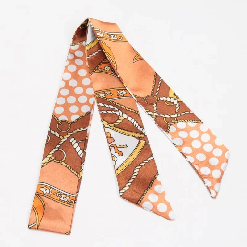 Skinny Scarf Hair Small Women Simple Style Handle Ribbon Fashion Printing Hairband Headscarf Beautiful Scarves Bags for Women