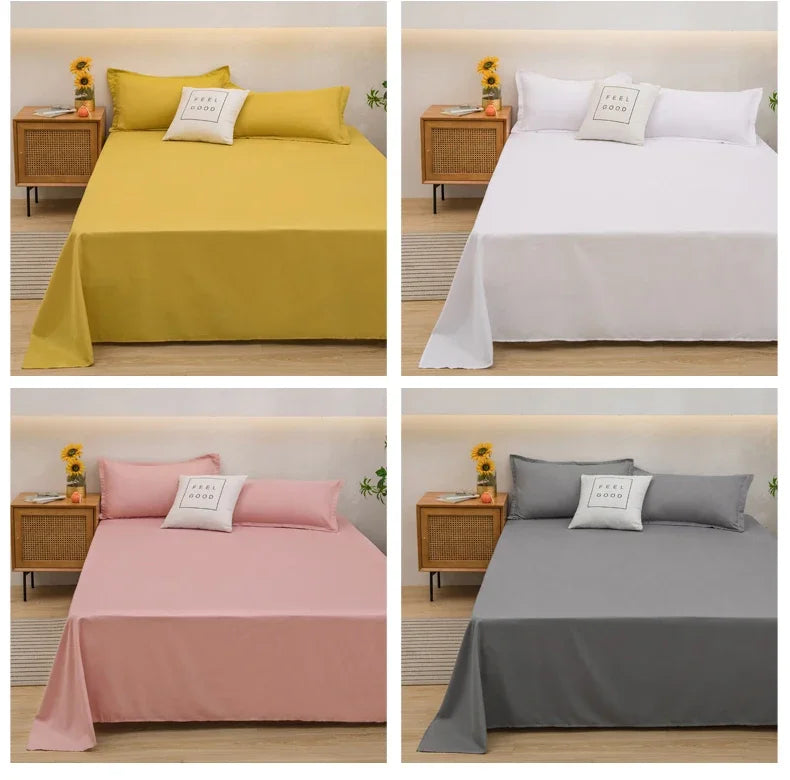 Soft Polyester Flat Bed Sheet, Solid Color Top Sheet