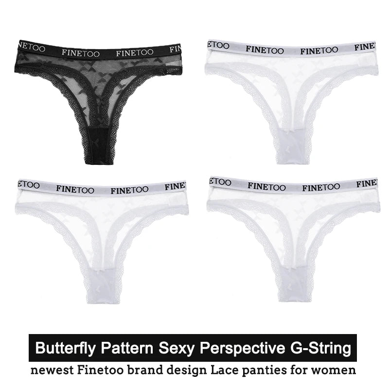 Women's Floral Lace G-String Thongs – 4-Piece Set | Butterfly T-Back Sexy Underwear (S–XL)
