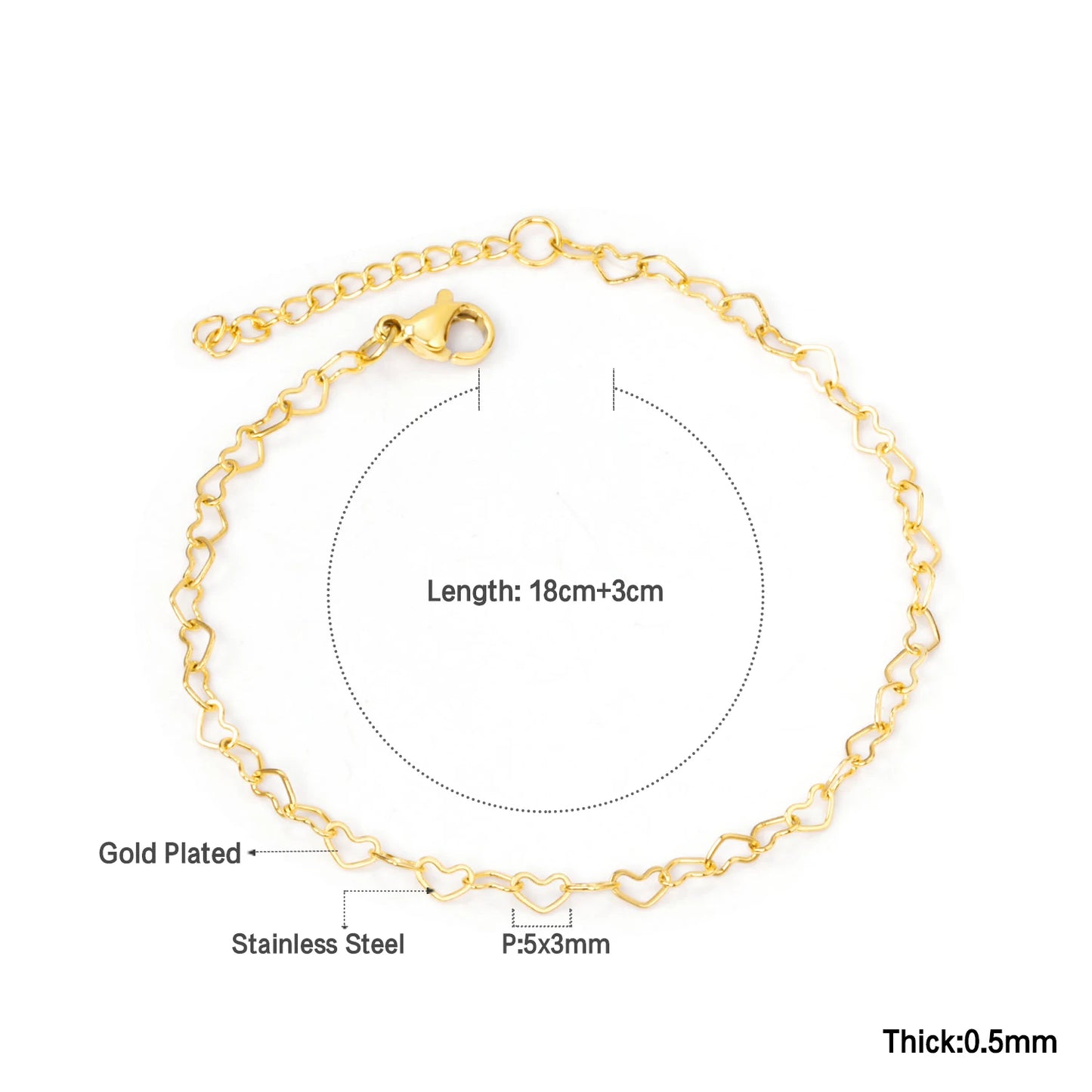 Evil Eye Bracelet – 18K Gold-Plated Stainless Steel Boho Charm Bracelet for Women