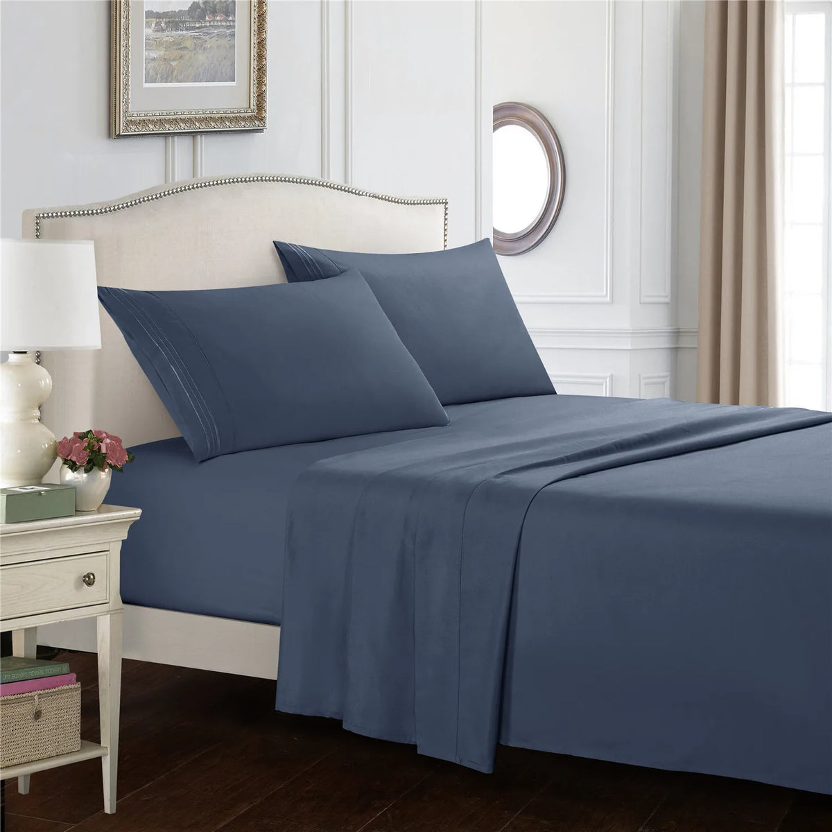4-Piece Brushed Microfiber Bed Sheet Set with Deep Pockets
