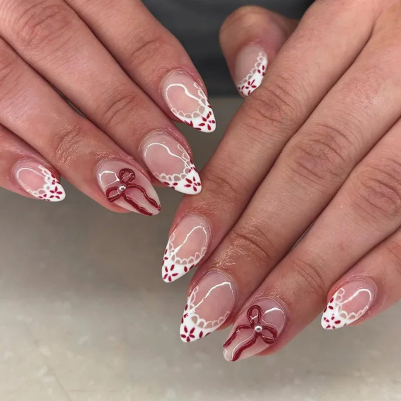 Long Coffin Press-On Nails with Glue – Nude, Pink & Color Designs, 24 Pieces