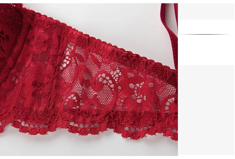 Floral Lace Bra, Panty & Garter 3-Piece Set – Push-Up, Underwire, Plus Size | Women's Lingerie