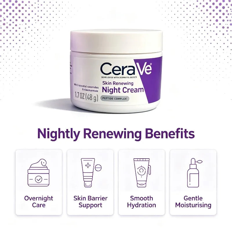 CeraVe Skin Renewing Night Cream – Overnight Face Moisturizer