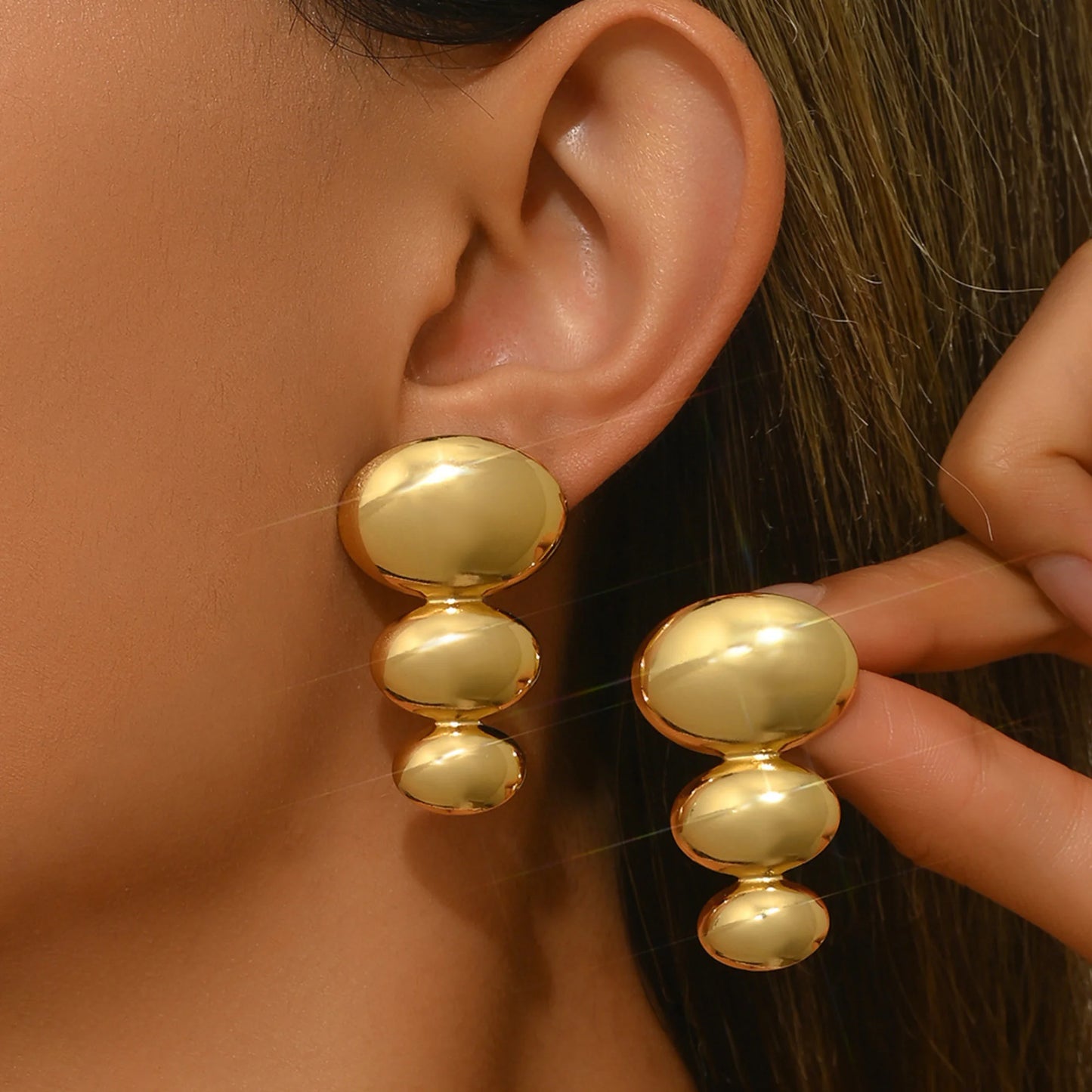 Fairy Flower Stud Earrings – 18K Gold-Plated Stainless Steel for Women