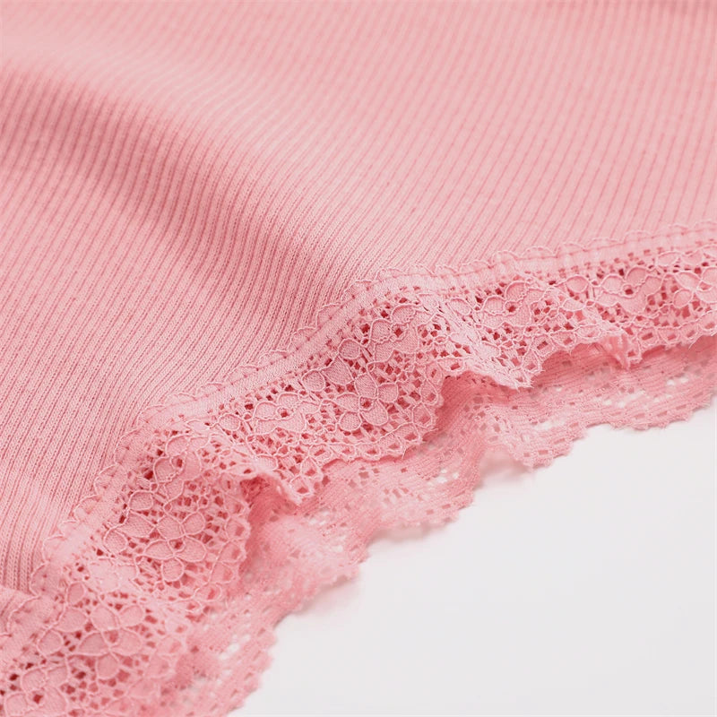 FINETOO 6PCS Women's Cotton Lace Underwear Sexy Crossed Belts Brazilian Panties Female Low Rise Breathable Briefs Soft Lingerie