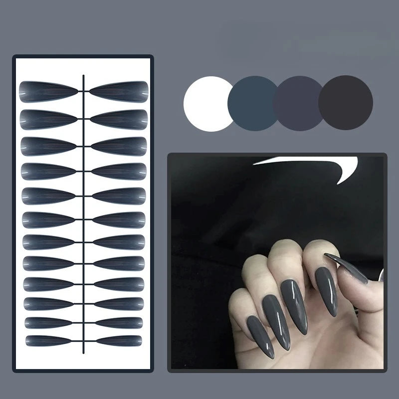 Short Squoval Press-On Nails - Glossy Solid Colors, 24-Piece Set
