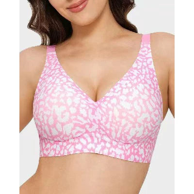 Women's Seamless Leopard Print Bra – Wire-Free Full Cup Push-Up | Breathable Everyday Bra