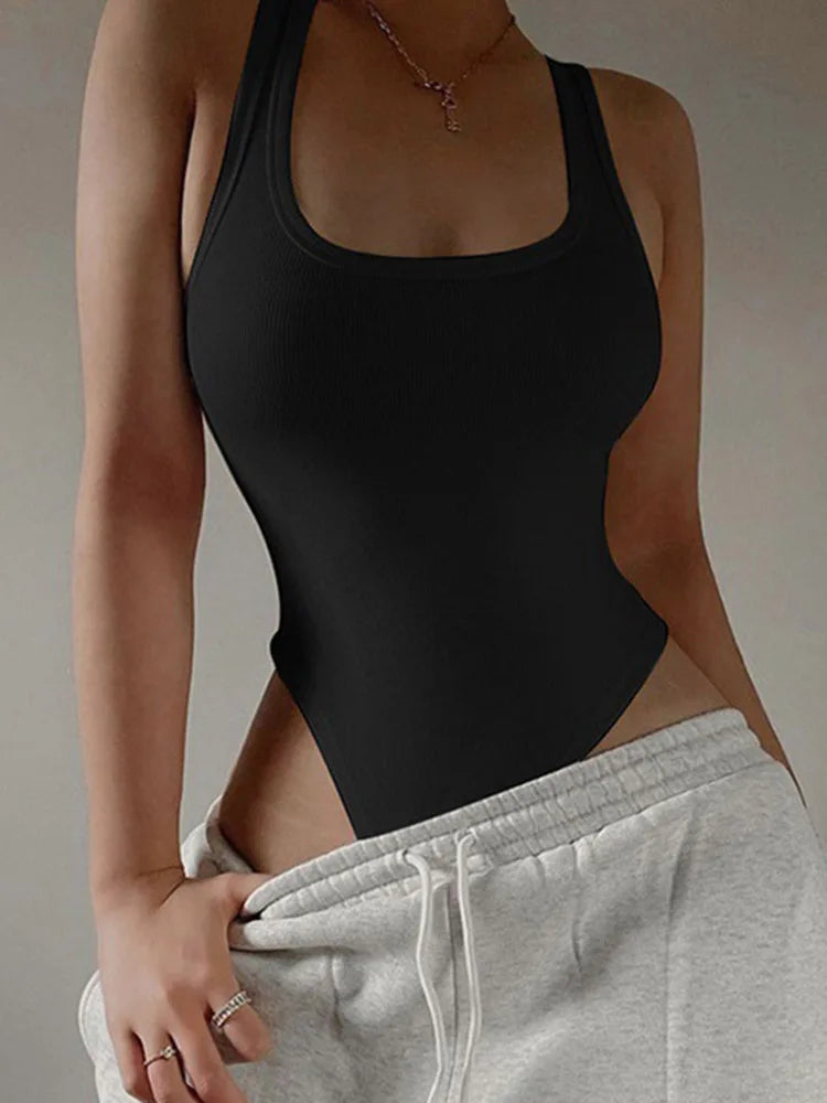 Sleeveless Knit Bodysuit – Slim Fit, High Stretch, Sexy Bodycon | Women's Clubwear & Streetwear