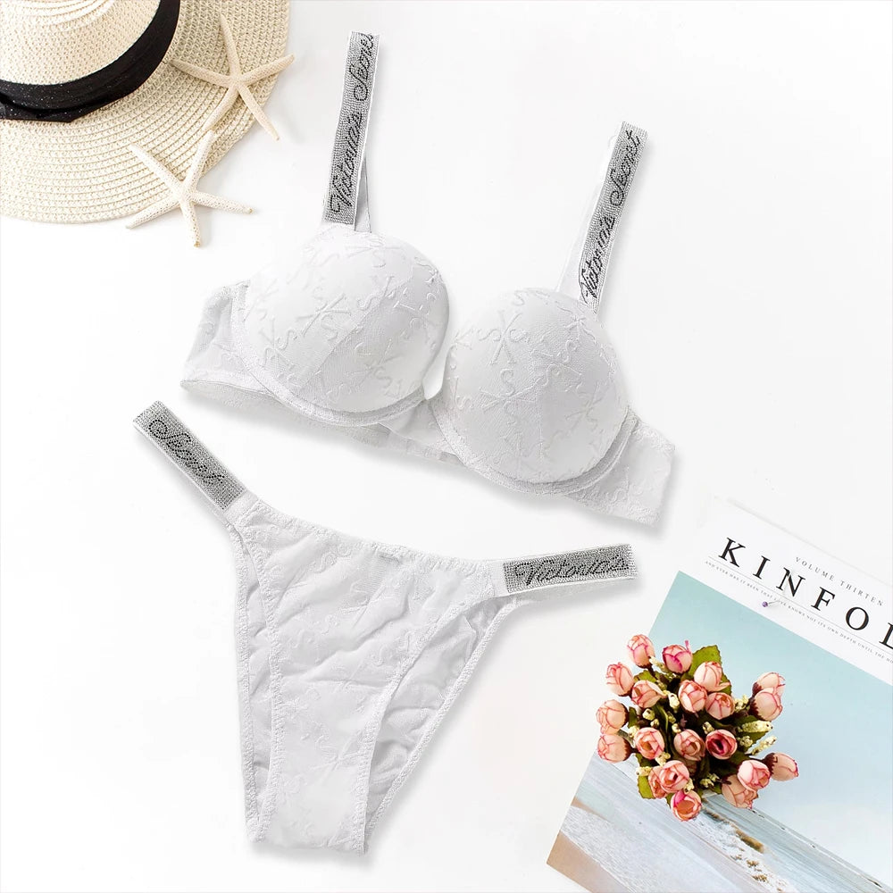 Women's Heart Pattern Lace Bralette & Panty Set – Stretchy Breathable Lingerie