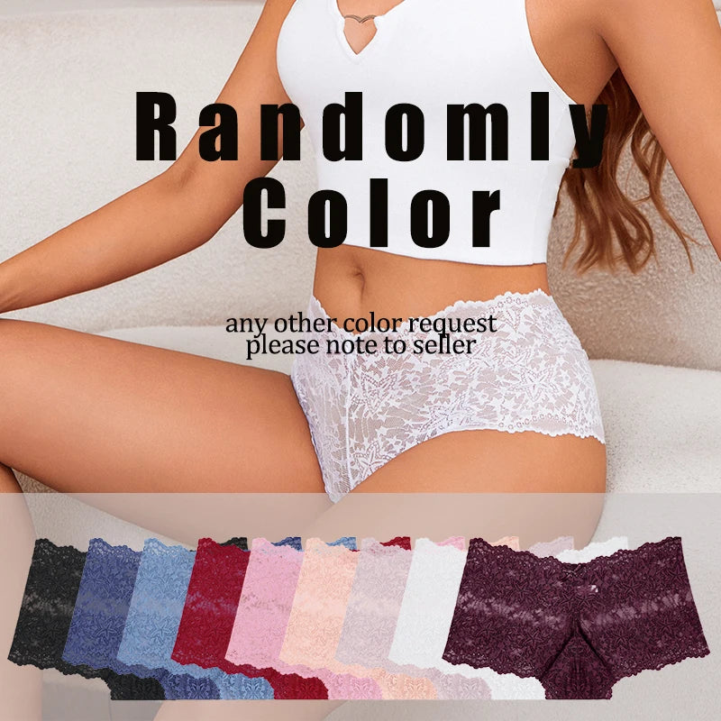 4-Pack Hollow Lace Boyshort Panties – Low-Rise Breathable Underwear for Women (S–2XL, 13 Color Sets)