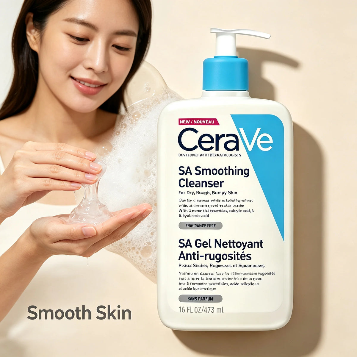 CeraVe SA Smoothing Cleanser for Face & Body – 473ml
