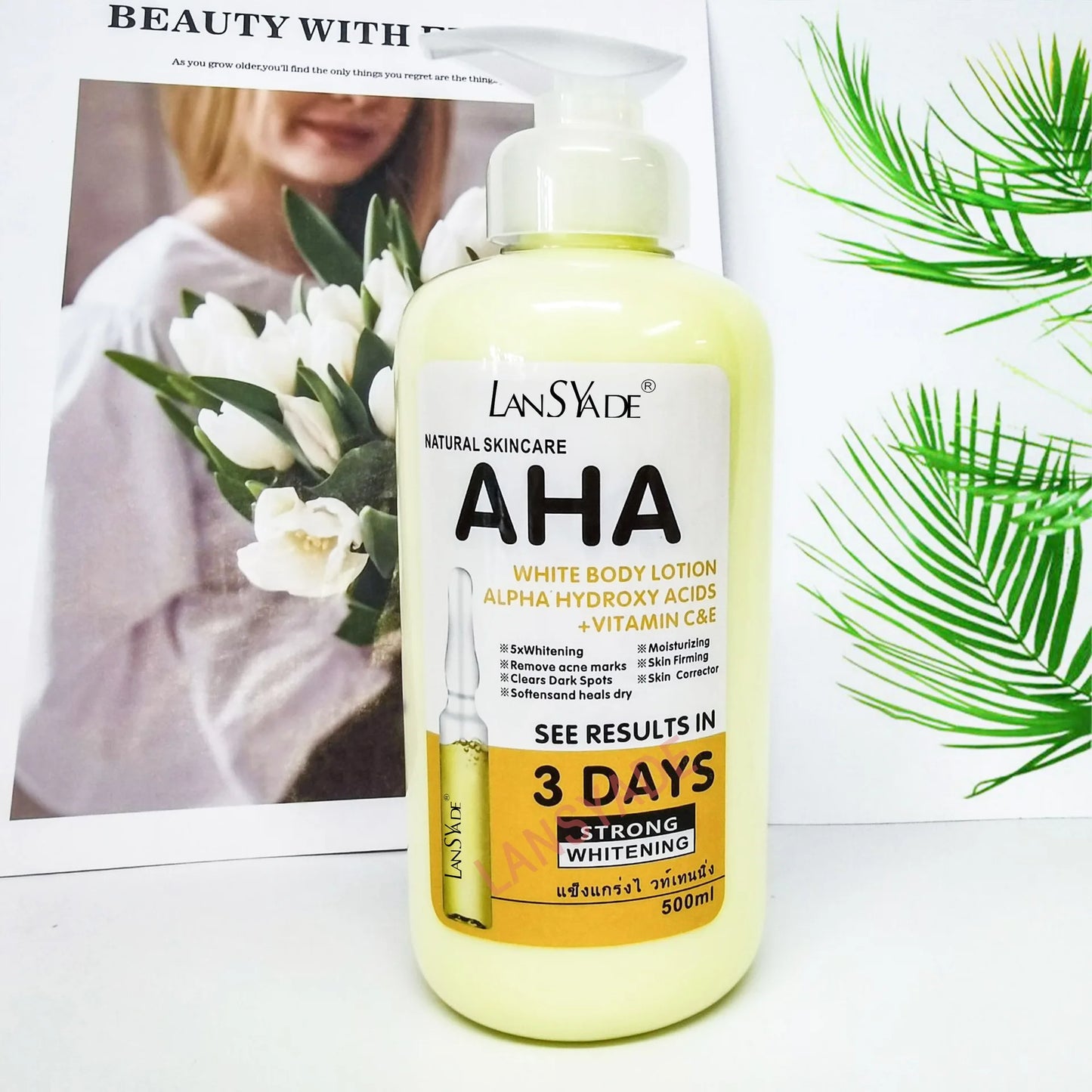 AHA + Vitamin C & E Whitening Body Lotion – Brightening, Exfoliating & Anti-Aging Body Cream (500ml)