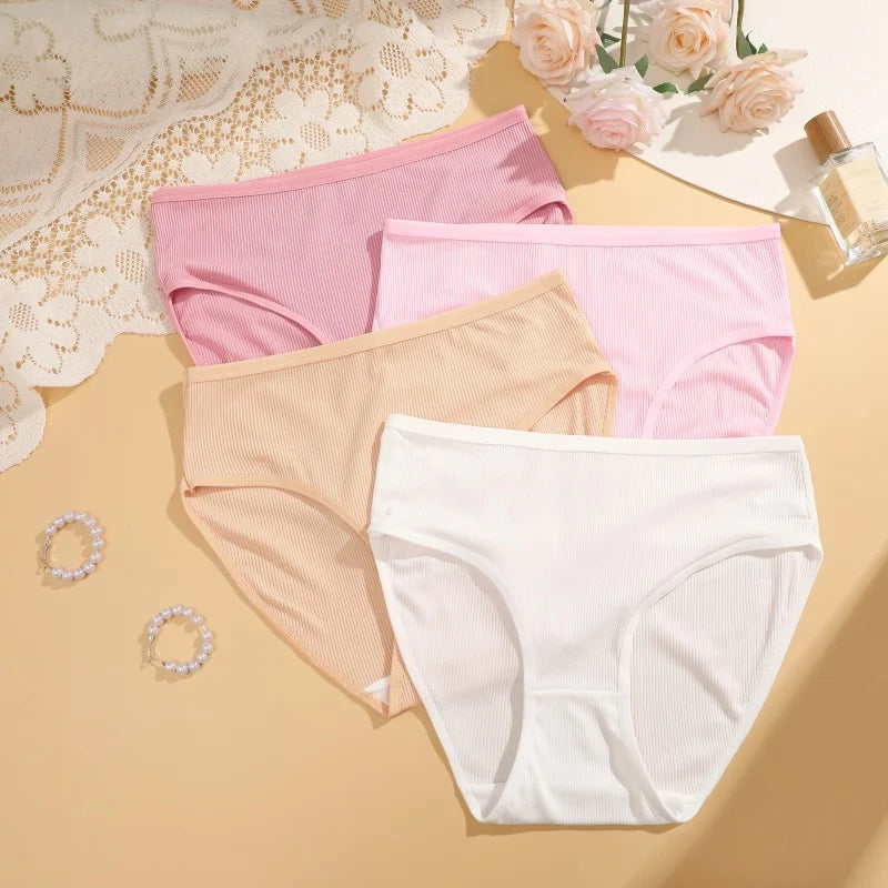 4-Pack Lace Mesh French-Cut Briefs – Semi-Sheer Breathable Underwear for Women (S–XL, 7 Color Sets)