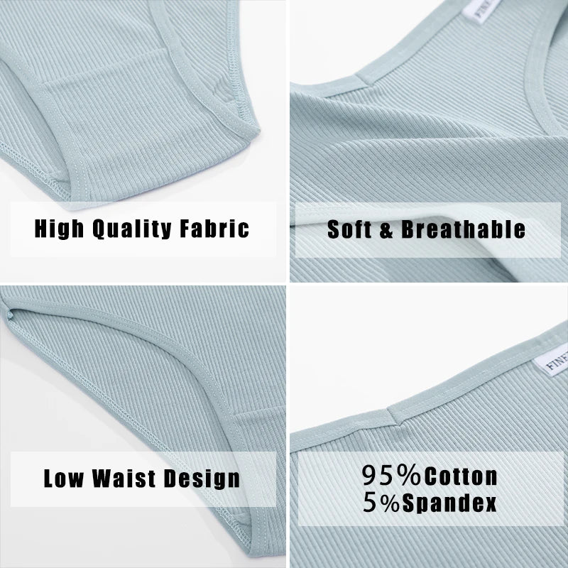 3-Pack Plus Size Cotton Brief Panties – Soft Breathable Low-Rise Underwear for Women (M–4XL, 11 Color Sets)