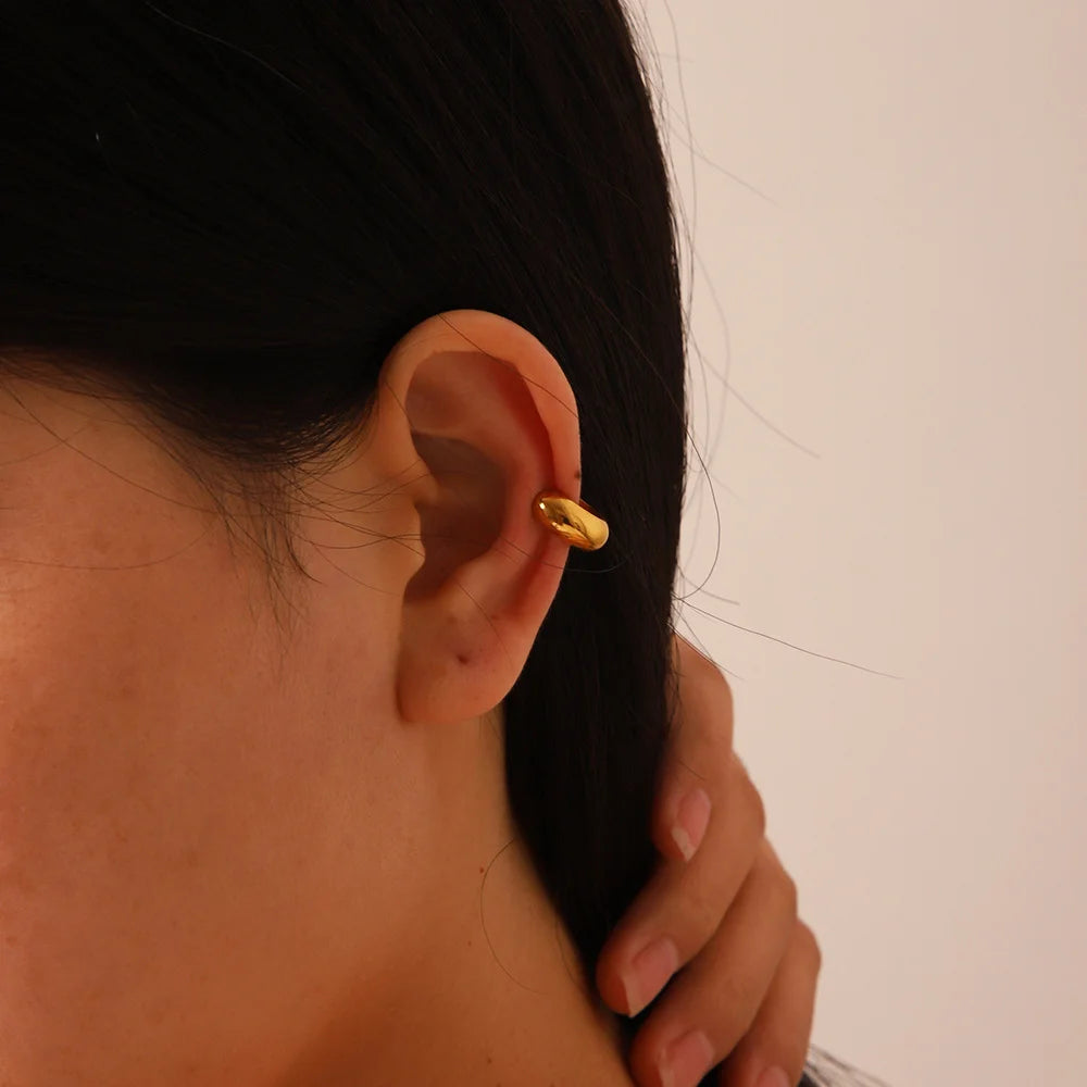 Zircon Ear Cuff – Minimalist 18K Gold-Plated Stainless Steel Clip Earring
