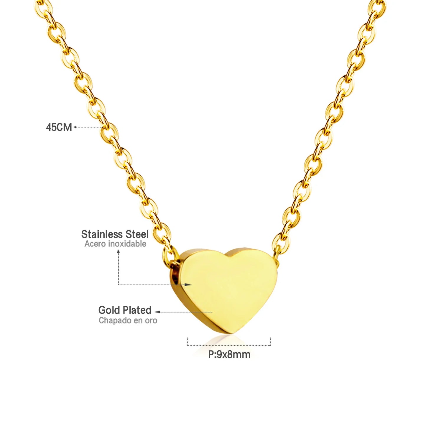Heart Pendant Necklace – Stainless Steel Clavicle Choker for Women & Girls