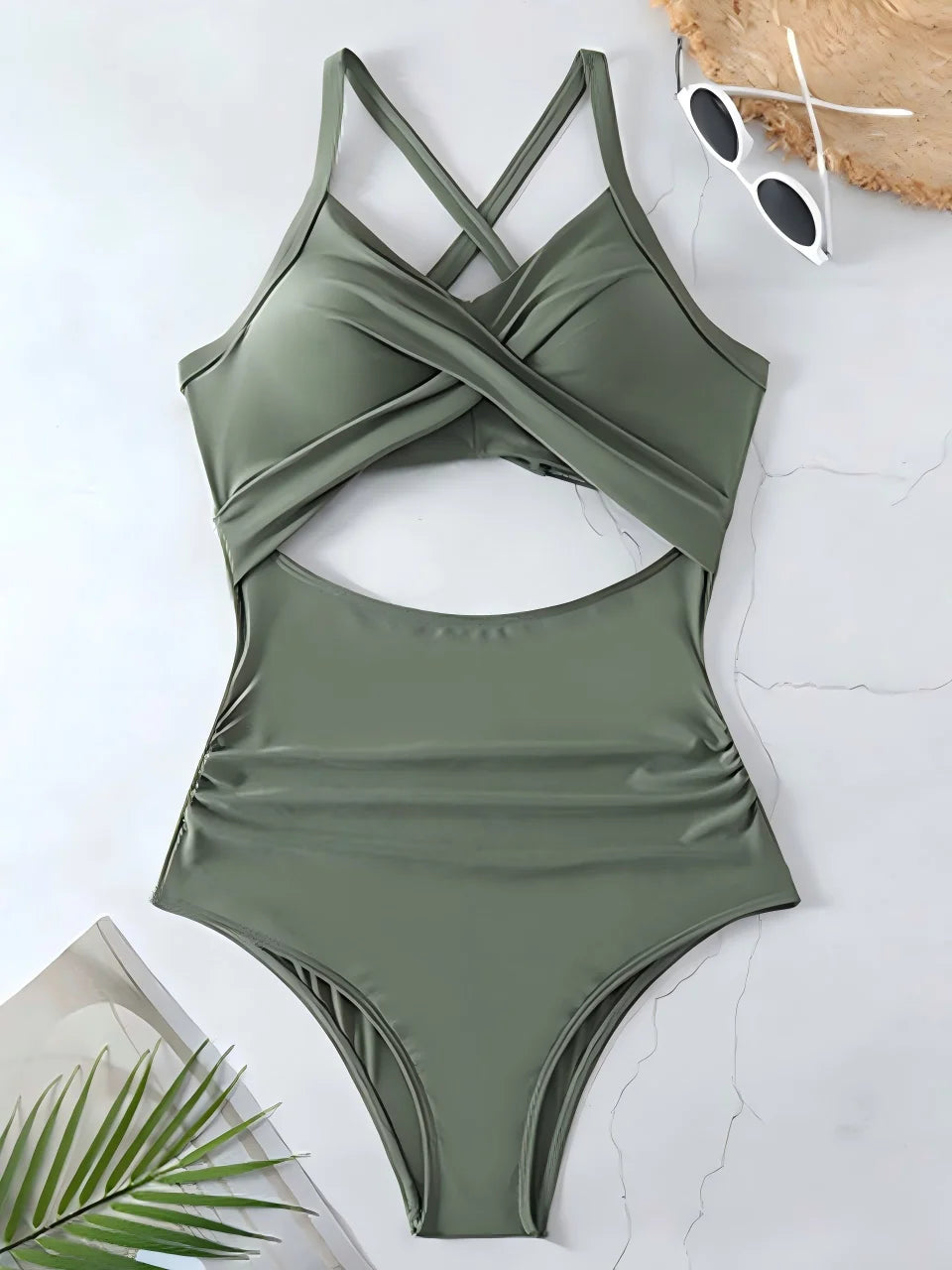 Ruched One-Piece Swimsuit for Women – Solid Color Bodysuit | Adjustable Straps | S–XXL