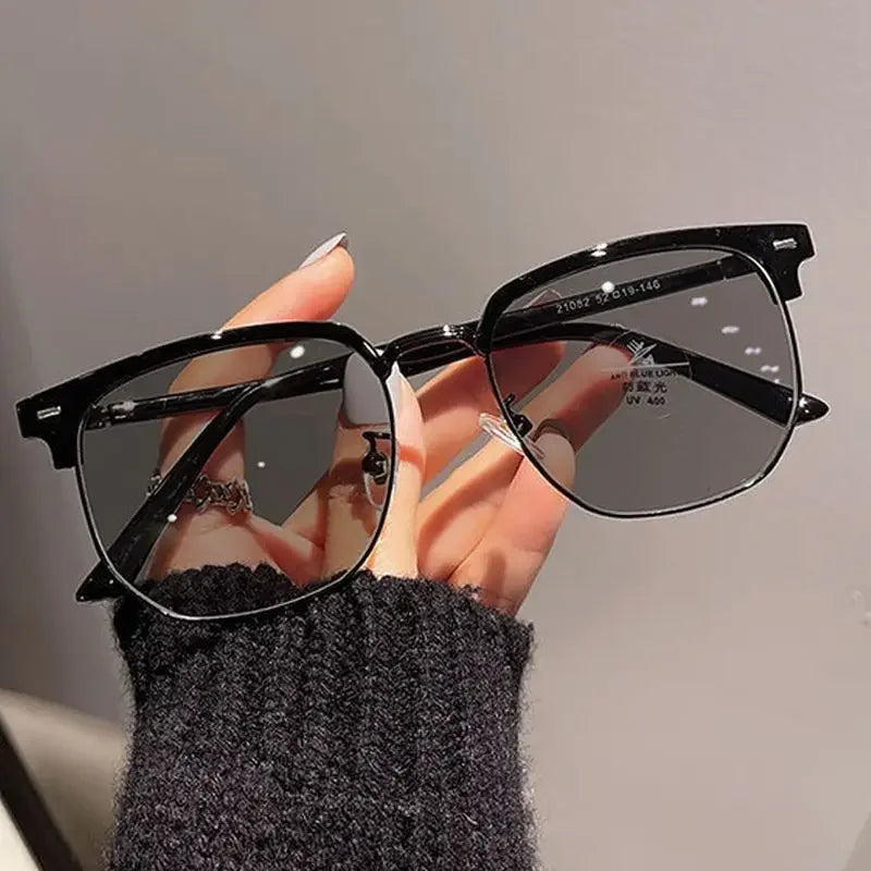Square Metal Photochromic Glasses | Myopia Lens Options